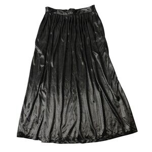 Fundamental Things Skirt Women's Size 8 Black Gold Polka Dot Midi‎ Elastic Waist